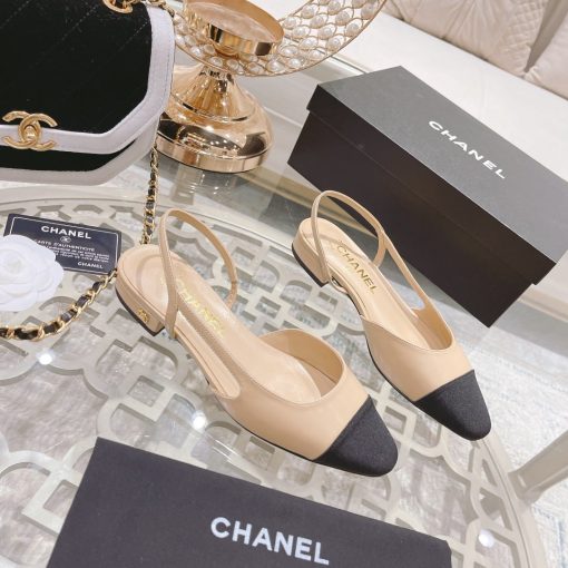 Chanel Slingback Beige Black G31319 Y50006 C8378 - Image 3