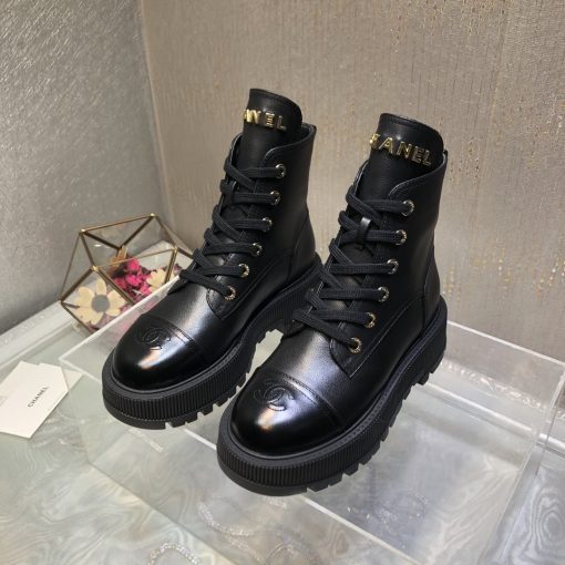 Chanel Cc Lace Up Boot Black G45124 B14018 94305 - Image 9