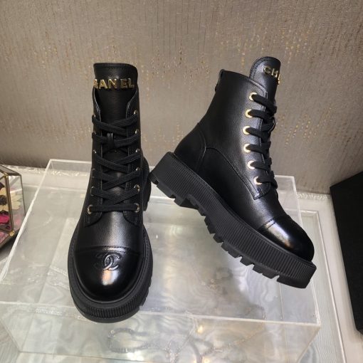 Chanel Cc Lace Up Boot Black G45124 B14018 94305 - Image 8