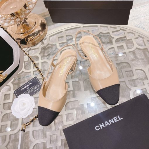Chanel Slingback Beige Black G31319 Y50006 C8378 - Image 4