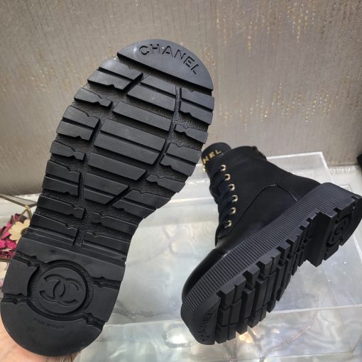 Chanel Cc Lace Up Boot Black G45124 B14018 94305 - Image 7