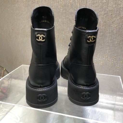 Chanel Cc Lace Up Boot Black G45124 B14018 94305 - Image 6