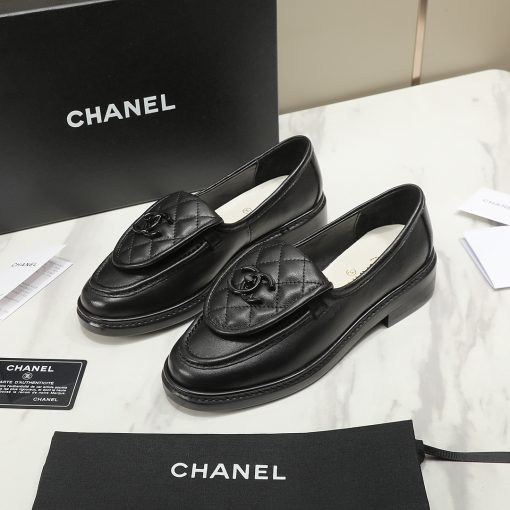 Chanel Cc Nib Turnlock Moccasins Flat Loafers Black - Image 2