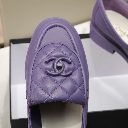 Chanel Cc Nib Turnlock Moccasins Flat Loafers Purple G45474 B15482 Nt971 - Image 5
