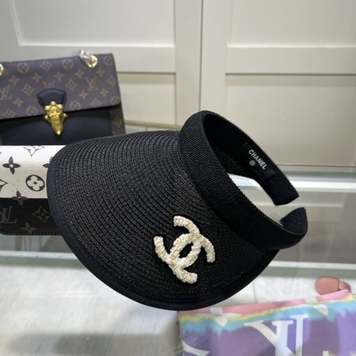 Chanel Straw Visor Hat Black - Image 5