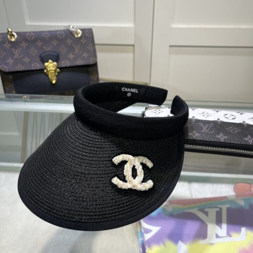 Chanel Straw Visor Hat Black - Image 4