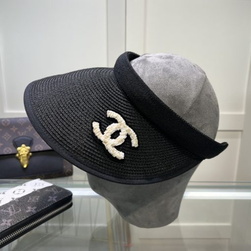 Chanel Straw Visor Hat Black - Image 2