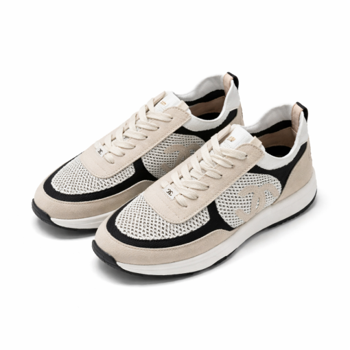 Chanel Low Top Trainer Sneakers Beige And White - Image 3