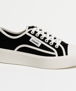 Chanel Casual Flat Sneakers Canvas Black