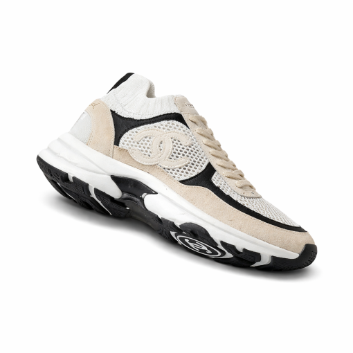 Chanel Low Top Trainer Sneakers Beige And White - Image 4
