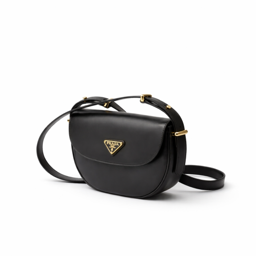 Prada Triangle Logo Patent Leather Shoulder Bag Black 17Cm - Image 4