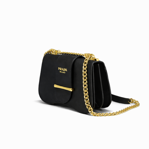 Prada Sidonie Saffiano Leather Bag In Black 24cm - Image 3