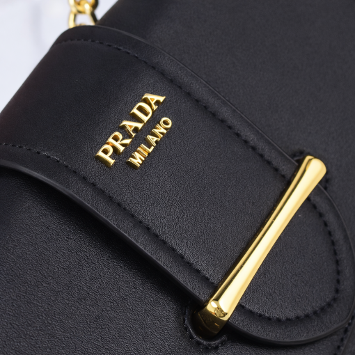 Prada Sidonie Saffiano Leather Bag In Black 24cm - Image 5