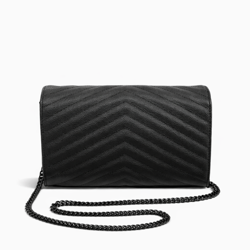 Saint Laurent Cassandre Matelasse Chain Wallet In Grain De Poudre Embossed Black Noir 22Cm 377828Bow081000 - Image 4
