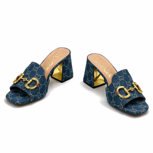 Gucci Women's Slide Monogram Sandal With Horsebit Blue - Image 2