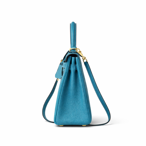 Hermès 30cm Kelly Retourne Blue Jean Togo Gold Hardware - Image 4