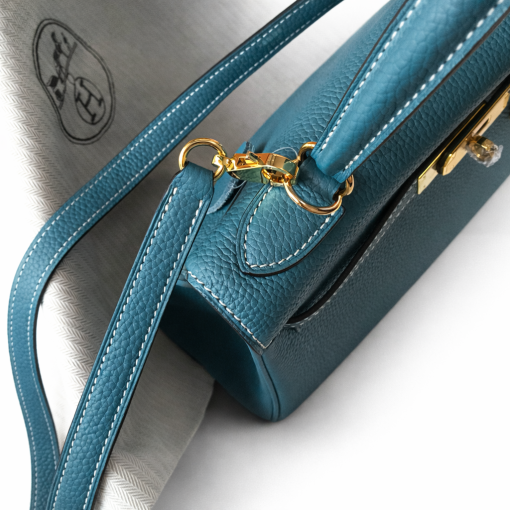 Hermès 30cm Kelly Retourne Blue Jean Togo Gold Hardware - Image 5