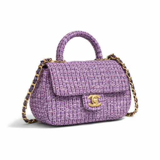 Chanel Small Top Handle Purple Sequin Tweed - Image 2