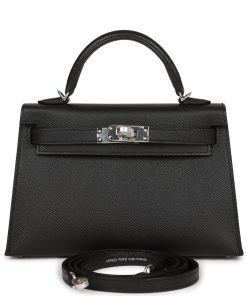 Hermes Kelly Sellier 20 Black Epsom Palladium Hardware