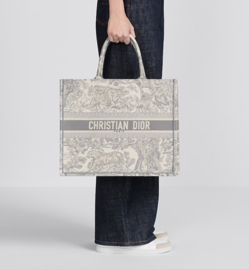 Large Dior Book Tote Gray Toile De  (42 X 35 X 18.5 Cm) - Image 5