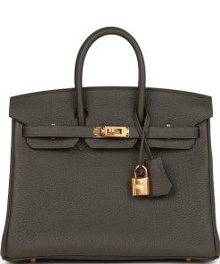 H Handbags Birkin 25 Vert De Gris Togo Gold Hardware
