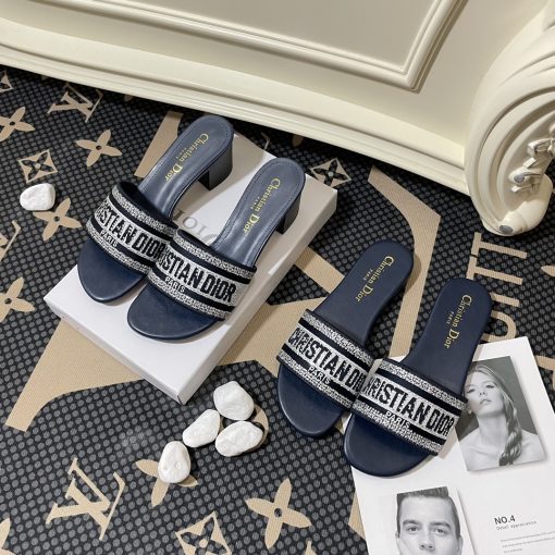 Dior Dway Slide Embroidered Cotton Black - Image 3