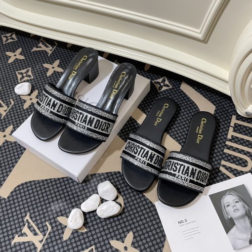 Dior Dway Slide Embroidered Cotton Black - Image 2