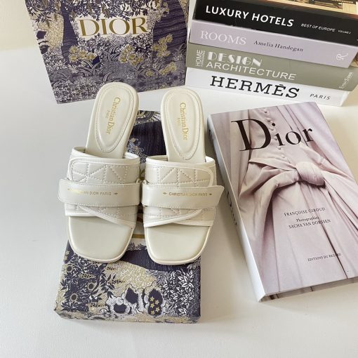 Dior Women Dio(R)Evolution Heeled Slide Quilted Cannage Calfskin White Kdq730Cqc S12U - Image 6