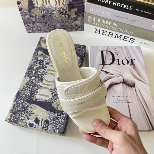 Dior Women Dio(R)Evolution Heeled Slide Quilted Cannage Calfskin White Kdq730Cqc S12U - Image 3