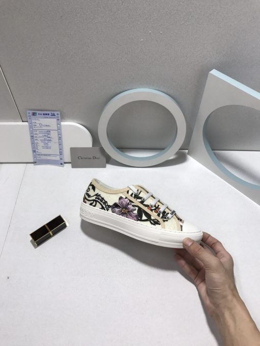 Dior Walk'N Dior Rosa Mutabilis Embroidered Cotton Sneakers - Image 6