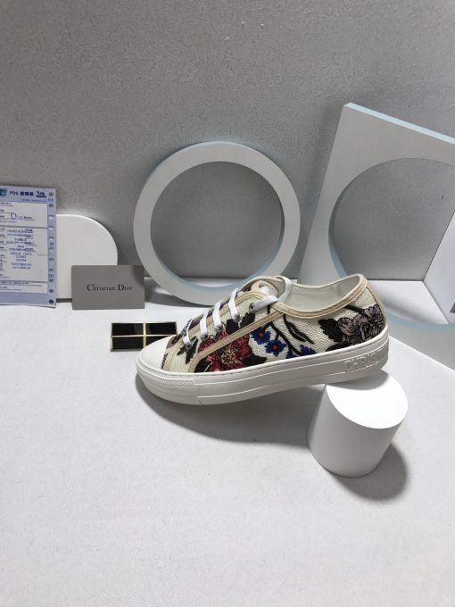 Dior Walk'N Dior Rosa Mutabilis Embroidered Cotton Sneakers - Image 5
