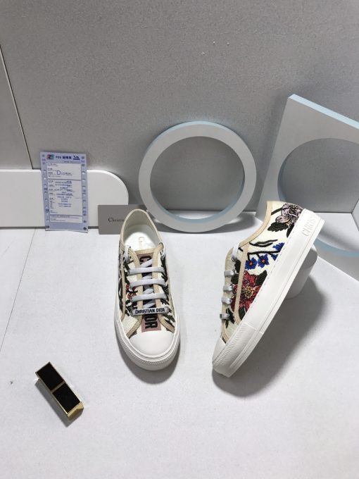 Dior Walk'N Dior Rosa Mutabilis Embroidered Cotton Sneakers - Image 4