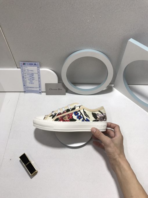 Dior Walk'N Dior Rosa Mutabilis Embroidered Cotton Sneakers - Image 2