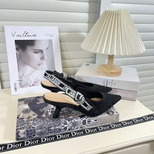 Dior J'Adior Slingback Pump Transparent Mesh Embroidered With Butterfly Motif Black Kdv039Bye S900 - Image 7