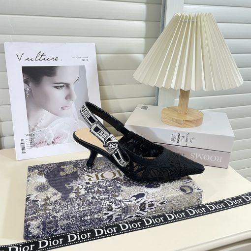 Dior J'Adior Slingback Pump Transparent Mesh Embroidered With Butterfly Motif Black Kdv039Bye S900 - Image 5