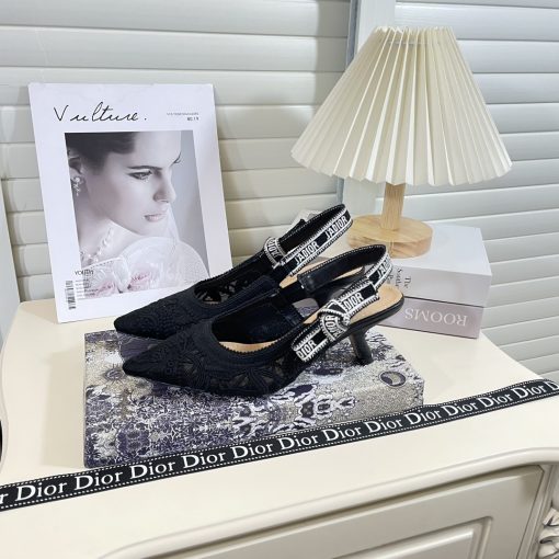 Dior J'Adior Slingback Pump Transparent Mesh Embroidered With Butterfly Motif Black Kdv039Bye S900 - Image 2