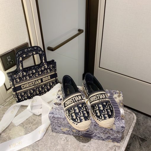 Dior Granville Espadrille Oblique Deep Blue Kdb585Obe S56B - Image 3