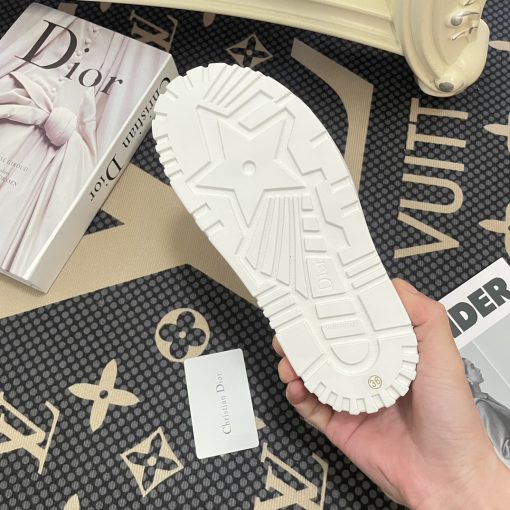 Dior Dway Toile De Jouy Embroidered Cotton Slide Sandals Gray - Image 5