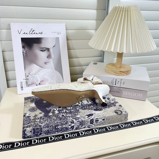 Dior J'Adior Slingback Pump Transparent Mesh Embroidered With Butterfly Motif White - Image 2