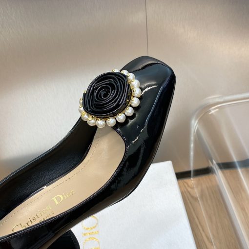 Dior Rose Pump Black White Resin Pearls - Image 2