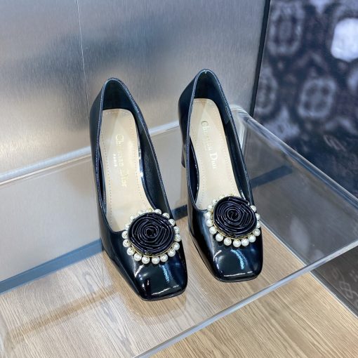 Dior Rose Pump Black White Resin Pearls - Image 7