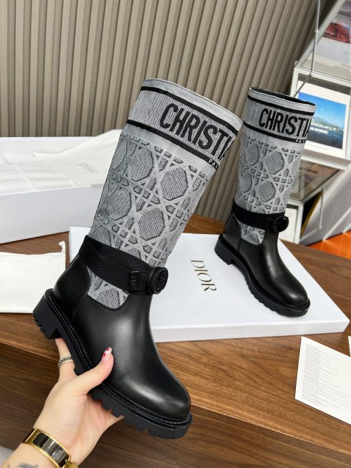 Dior D Major Boot Calfskin And Cannage Tweed Black And White Kci981Cwy S17X - Image 7