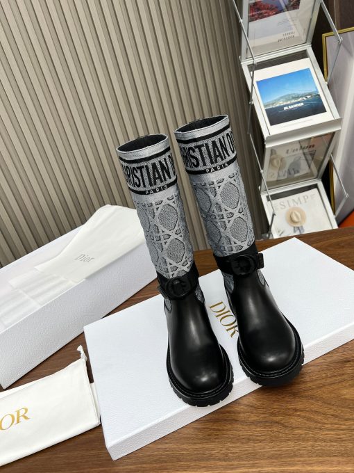 Dior D Major Boot Calfskin And Cannage Tweed Black And White Kci981Cwy S17X - Image 3