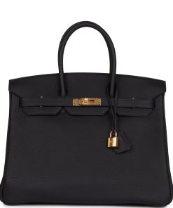 H Handbags Birkin 35 Caban Clemence Gold Hardware