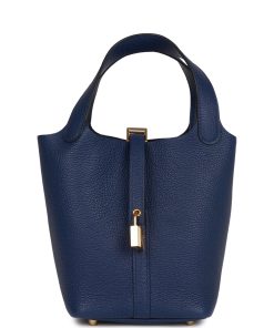 H Handbags Picotin Lock 18 Bleu Saphir Maurice Gold Hardware