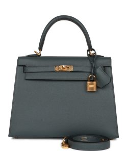 Hermes Kelly Sellier 25 Bleu Orage Epsom Gold Hardware