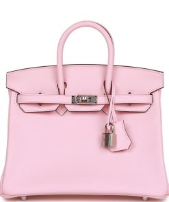H Handbags Birkin 25 Rose Sakura Swift Palladium Hardware