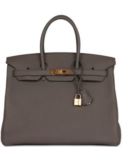 H Handbags Birkin 35 Gris Etain Togo Gold Hardware