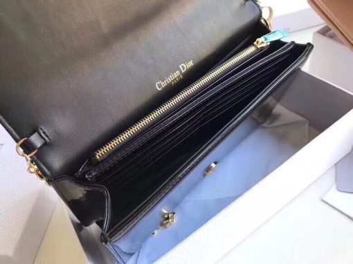 Dior Lady Dior Clutch With Chain In Black Patent - Image 2