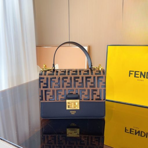 Fendi Kan I Leather Bag Brown 25Cm - Image 3